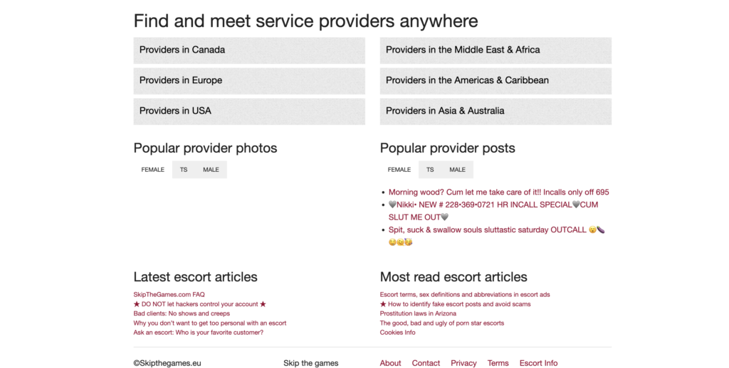 Skipthegames footer info